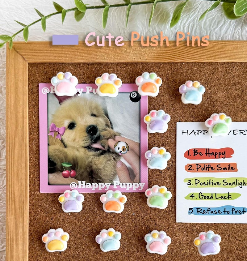 Tandarui 30 Pcs Cute Push Pins,Decorative Thumb Tacks,Animal Push Pins for Photo Wall Maps,Memo Note,Bulletin Board or Cork Boards,Multi-Functional Pushpin Tool Office Accessories(Cat paw-3) - Image 2